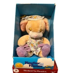 AmToy Playtime Friends Bunny Plush Toy Floral Dress Bonnet
